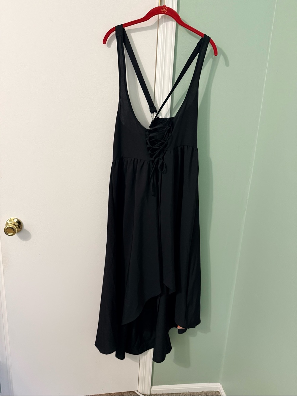 SHEIN Black High-Low Lace-Up front under bust maiden dress